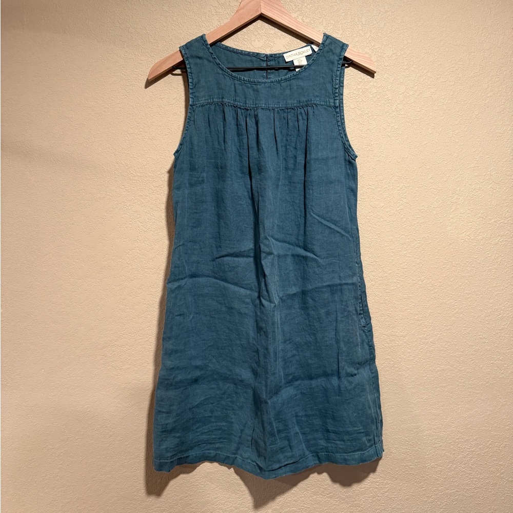Womens Cynthia Rowley Linen Teal Mini Dress Sz Small